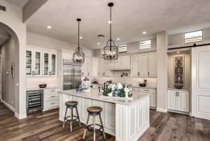 glass-front cabinets